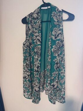 Susan Graver greenFloral Sleeveless Open-Front Tunic